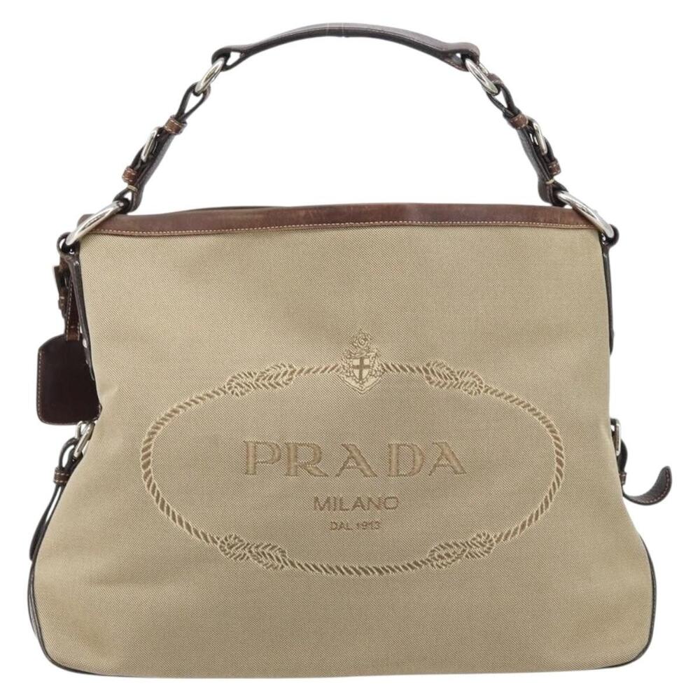 Prada Canvas Shoulder Bag Beige